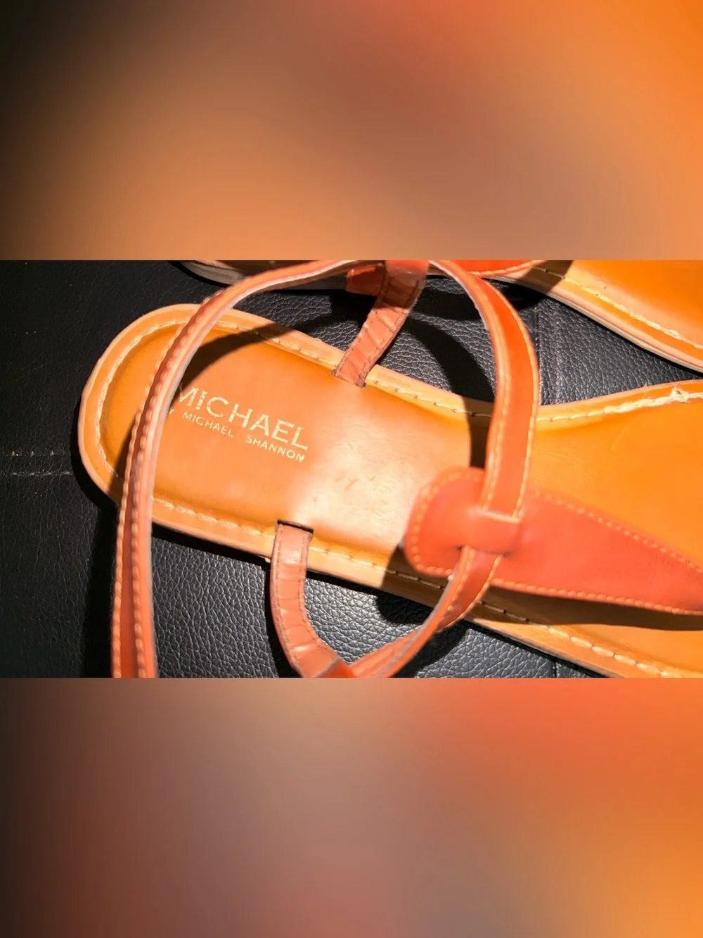 MICHAEL SHANNON Women’s Brown Leather T-Strap Sandals SIZE 11